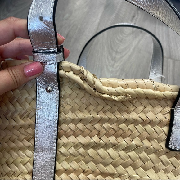 POOLSIDE Essaouira Medium Straw Tote Silver Natural - Picture 6 of 8